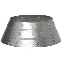 HOMCOM 26" Christmas Tree Base Cover, Christmas Tree Collar with Hollow Snowflake Pattern for Holiday, Party, Silver(m-11)
