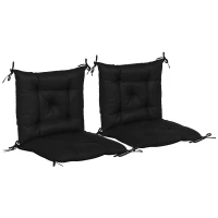 Outsunny Patio Chair Cushions Set of 2, 39" x 20" x 3" Outdoor Tufted Cushion Set with Ties for Indoor Outdoor Garden Furniture, Black(m-2)