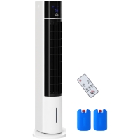 HOMCOM 42" 3-In-1 Evaporative Air Cooler with Water Tank, 52° Oscillating Portable Swamp Cooler with Humidifier, Ice Cooling Fan for Home Office, 3 Modes, 3 Speeds, 12H Timer, Remote, White