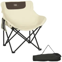 Outsunny Portable Camping Chair, Lightweight Folding Chair for Adults with Carry Bag, Side Pocket for Hiking, Backpacking, White(m-11)