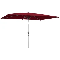 Outsunny 6.6x9.6ft Rectangle Aluminum Tilt Patio Umbrella, Garden Market Parasol, Outdoor Sunshade Canopy with Crank, Wine Red(m-11)
