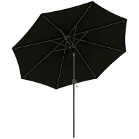 Outsunny 9FT 3 Tiers Patio Umbrella Parasol with Crank, Push Button Tilt for Deck, Backyard and Lawn, Black(m-11)