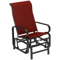 Outsunny Patio Glider with Breathable Mesh Fabric, Outdoor Glider Chair, Garden Rocking Gliding Seat for Patio, Yard, Porch, Black/Wine Red(m-2)