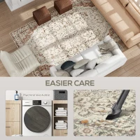 HOMCOM Area Rug 8x10, Machine Washable Rug, Non-Slip Classical Floral Print Floor Carpet for Living Room, Bedroom, Mixed-Brown(m-5)