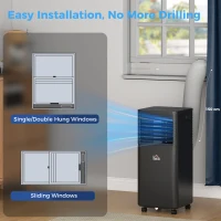 HOMCOM 10000 BTU Portable Air Conditioner with Dehumidifier, Cooling Fan, Sleep, Remote, 24H Timer, Auto Off, Black(m-8)