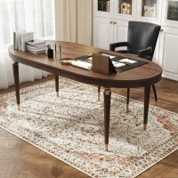 HOMCOM Area Rug 4x6, Machine Washable Rug, Non-Slip Classical Floral Print Floor Carpet for Living Room, Bedroom, Mixed-Brown(m-9)