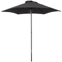 Outsunny 6.6FT Patio Umbrella, Outdoor Parasol with 6 Solid Ribs, Black(m-11)