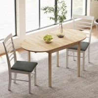 HOMCOM Solid Wood Kitchen Table, Drop Leaf Tables for Small Spaces, Folding Dining Table, Natural(m-7)
