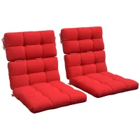 Outsunny 2-Piece Back Seat Cushion Replacement, Outdoor Patio Chair Cushions Set with Ties, Button Tufted, Red(m-11)