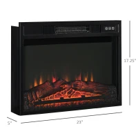 HOMCOM 23" Electric Fireplace Insert for Wooden Cabinet, Recessed Fireplace Heater with Realistic Log Flames, Adjustable Brightness, 1400W, Black(m-3)
