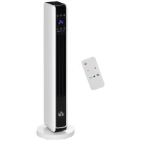 HOMCOM Ceramic Tower Heater, Oscillating Space Heater with Remote Control, Timer, Tip-Over & Overheat Protect, 750W/1500W(m-2)