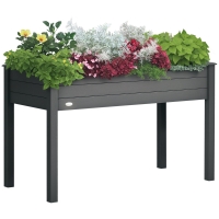 Outsunny 48" Raised Garden Bed, Elevated Wooden Planter, Dark Gray