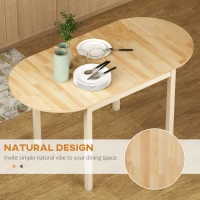 HOMCOM Solid Wood Kitchen Table, Drop Leaf Tables for Small Spaces, Folding Dining Table, Natural(m-4)