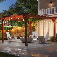 Outsunny 11' x 12.5' Outdoor Wood Pergola with Grape Trellis for Patio, Deck, Backyard, Lawn(m-11)