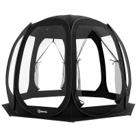 Outsunny 11' x 11.5' Screen Tent, Pop Up Camping Gazebo with Portable Carry Bag and 2 Doors, Black(m-11)