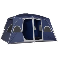 Outsunny Camping Tent, Family Tent 4-8 Person 2 Room, with Large Mesh Windows, Easy Set Up for Outdoor, Traveling, 13' x 9' x 7', Blue(m-2)