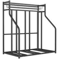 Soozier 3 Bicycle Bike Stand, Metal Floor Bike Storage Rack with Basket, Hooks, Indoor Outdoor Bicycle Stand, Black(m-11)