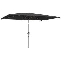 Outsunny 6.6x9.6ft Rectangle Aluminum Tilt Patio Umbrella, Garden Market Parasol, Outdoor Sunshade Canopy with Crank, Dark Grey(m-11)