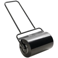 Outsunny 20-Inch Push/Tow Behind Lawn Roller Filled with 10 Gal Water or Sand for Flattening Sod in the Garden, Black(m-11)