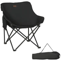 Outsunny Portable Camping Chair, Lightweight Folding Chair for Adults with Carry Bag, Side Pocket for Hiking, Backpacking, Black(m-11)