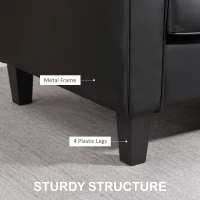 HOMCOM 51" Double Sofa Couch, Upholstered PU Leather Loveseat with Armrests, Tufted Backrest, Cushion, Black(m-5)