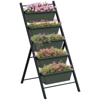 Outsunny 5-Tier Vertical Raised Garden Planter with 5 Container Boxes, Outdoor Plant Stand for Vegetable Flowers, Grey(m-11)