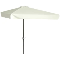 Outsunny 7.5ft Half Umbrella Semi Patio Parasol with Crank Handle, Top Vent for Garden, Balcony- NO BASE INCLUDED, Cream(m-11)