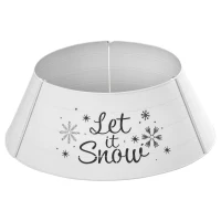 HOMCOM Metal Christmas Tree Collar, 26 Inch Round Christmas Tree Ring for Home Holiday Decoration, White(m-2)