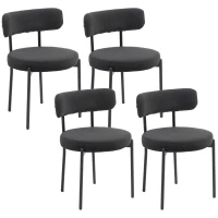 HOMCOM 4 Pieces Kitchen Chairs, Modern Dining Chairs w/ Corduroy Upholstery and Steel Legs for Living Room, Black(m-11)