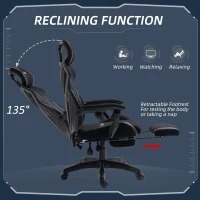Vinsetto Gaming Chair, Ergonomic Computer Chair with Footrest, Headrest, Recliner Swivel Seat with Adjustable Height, Black(m-5)