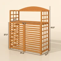 Outsunny Outdoor Air Conditioner Fence Privacy Screen, Wood AC Fence Potting Table with Shelves for Patio, Light Brown(m-3)