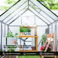 Outsunny 6' x 6' x 6.5' Polycarbonate Greenhouse, Walk-in Green House with Adjustable Roof Vent Galvanized Base Sliding Door Rain Gutter for Outdoor Garden Backyard, Grey(m-4)