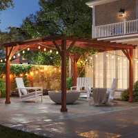 Outsunny 11' x 12.5' Outdoor Wood Pergola with Grape Trellis for Patio, Deck, Backyard, Lawn(m-11)
