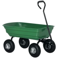 Outsunny Steel Garden Cart with Handle and 10" Pneumatic Tires, Utility Wagon Cart for Garden, Patio, Lawn, 551 lbs Capacity(m-11)