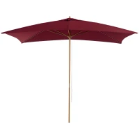 Outsunny Patio Umbrella Market Patio Sun Umbrella Rectangle Wine Red(m-2)