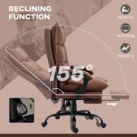 Vinsetto Executive Massage Office Chair with 6 Vibration Points, Microfiber Computer Desk Chair, Heated Reclining Chair with Footrest, Armrest, Double Padding, Brown(m-7)