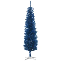 HOMCOM 6ft Pencil Christmas Trees, Skinny Artificial Christmas Tree for Xmas Holiday Decor, Deep Blue(m-2)