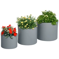 Outsunny Set of 3 Outdoor Planter Set, 13/11.5/9 in, Flower Pots with Drainage Holes, Outdoor Plant Pots for Patio, Yard, Garden(m-11)