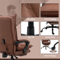 Vinsetto Executive Massage Office Chair with 6 Vibration Points, Microfiber Computer Desk Chair, Heated Reclining Chair with Footrest, Armrest, Double Padding, Brown(m-8)