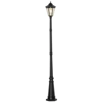 Outsunny 92" Solar Lamp Post Light Outdoor Street Lamp, Motion Activated Sensor PIR, Adjustable Brightness for Backyard, Black(m-11)