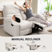 HOMCOM 2 Seater Reclining Chair, Loveseat Recliner Sofa with Footrest and Split Backrest, Cream White(m-4)
