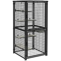 PawHut Cat Cage Multi-Level Catio Steel Outdoor Cat Enclosure w/ UV-and Water Resistant Cover, 5 Platforms, Soft Pads, Black(m-11)