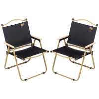 Outsunny 2 Pack Folding Camping Chair, Lightweight & Portable Beach Chairs Armchairs, Perfect for Festivals, Fishing, Picnic and Hiking, Black