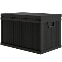Outsunny 70 Gallon Deck Box, Resin Outdoor Storage Box with Handles, Waterproof Storage Container for Garden Tools, Black(m-2)