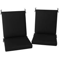 Outsunny Outdoor Cushions Set of 2 for Dining Chairs, Outdoor Seat Cushions with Back, Fade-Resistant Yarn-Dyed Polyester, Black(m-11)