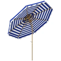 Outsunny 9FT Patio Umbrella with 8 Ribs, Crank, Tilt, UPF 50+, 2-Tier Vent for Garden, Deck, Poolside, Blue(m-11)