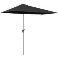 Outsunny 8ft Half Round Umbrella Outdoor Balcony Parasol Patio Garden Outdoor Window Sun Shade w/ 5 Ribs(m-11)