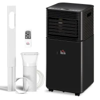 HOMCOM 8000 BTU Portable Air Conditioner with Fan & Dehumidifier Mode, Quiet AC Unit with Remote Control, 24-Hour Timer, Black(m-2)