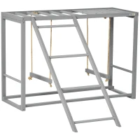 PawHut Wooden Chicken Toys for Coop with Swings, Chicken Activity Center with Ladder, Multiple Roosting Bars, for Relax Play, 3-4 Chickens(m-2)