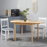 HOMCOM Solid Wood Kitchen Table, Drop Leaf Tables for Small Spaces, Folding Dining Table, Natural(m-9)